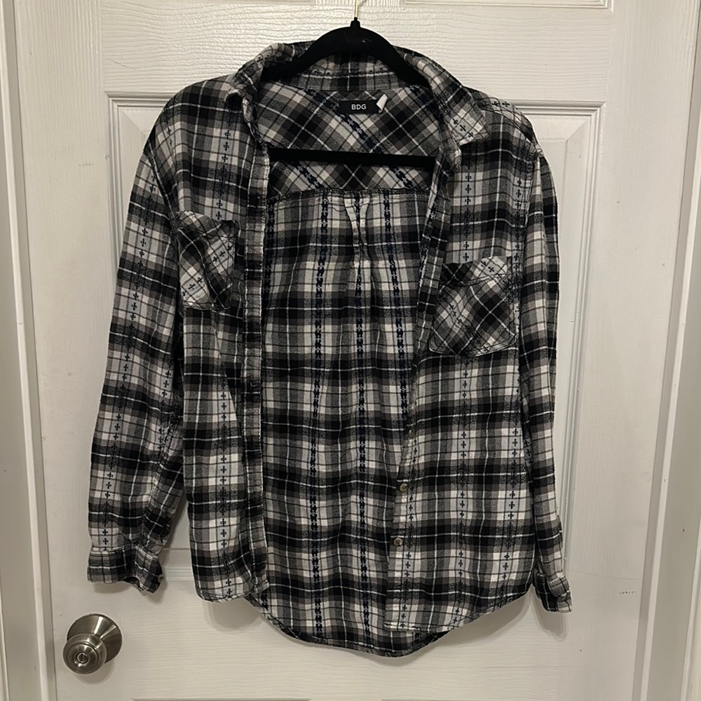 Black and White Plaid Button-Up BDG Flannel